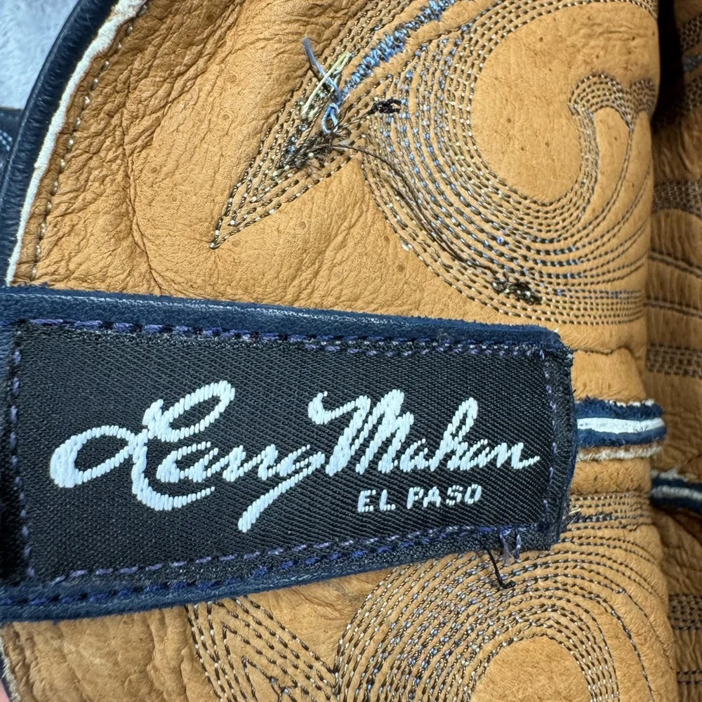 Vintage Larry Mahan Tan and Navy Cowboy Boots - Picture 9 of 11